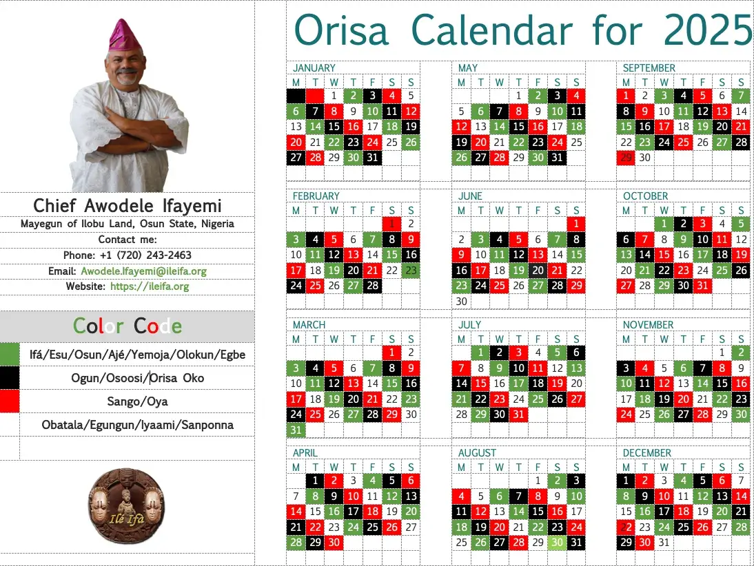 Orisa Calendar 2025