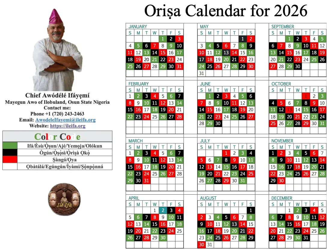 Orisa Calendar 2026