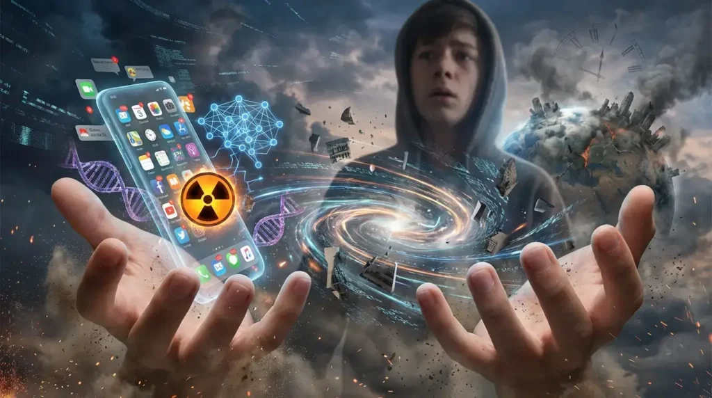 We're children playing with fire. Adolescent humanity gripping AI, nuclear power, and genetic engineering while our shared reality shatters into isolated echo chambers. Power without wisdom equals collapse. Time to grow up.